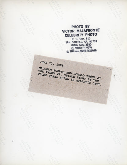 Forbes and Trump Ringside at Tyson vs. Spinks Fight, Trump Plaza Hotel, 1988