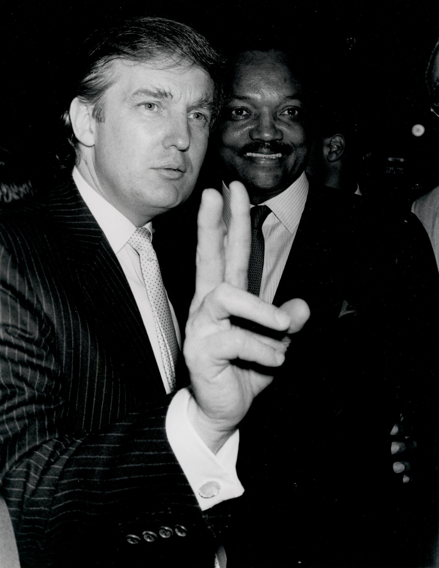 Trump and Jesse Jackson Attend Tyson vs. Spinks Fight at Trump Plaza Hotel, 1988