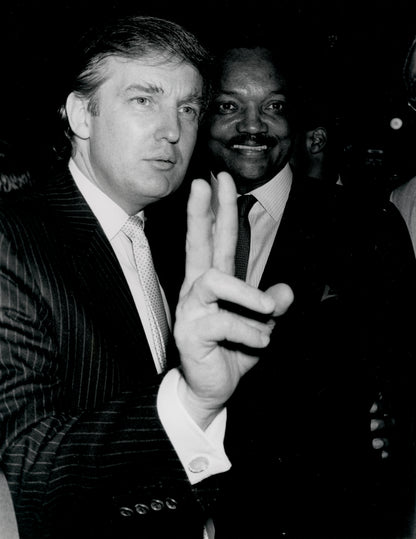 Trump and Jesse Jackson Attend Tyson vs. Spinks Fight at Trump Plaza Hotel, 1988