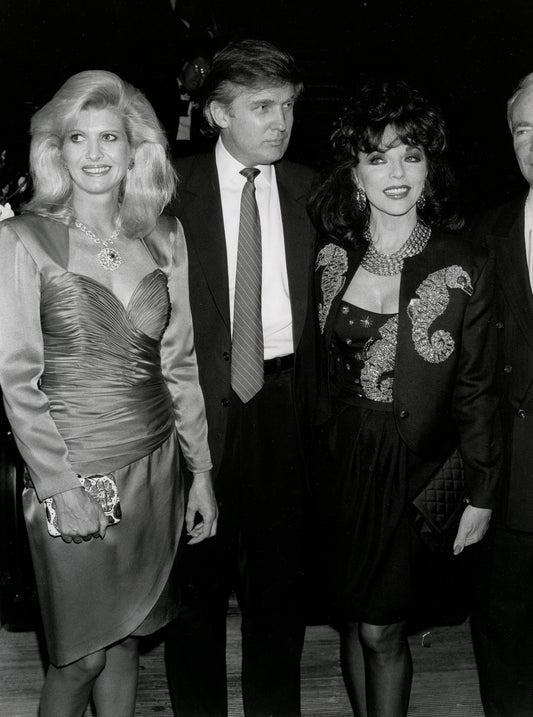 Joan Collins, Trumps Celebrate 'Spectacular' Perfume Launch at Trump Tower, 1989