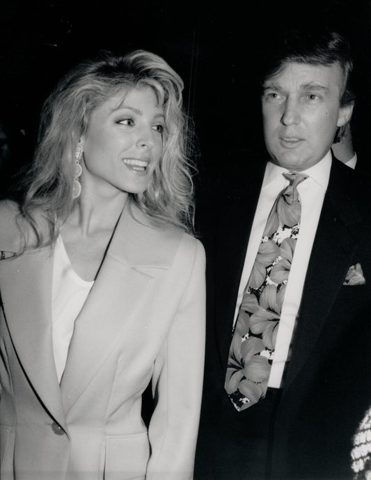 Trump and Marla Maples Front Row at Foreman vs. Holyfield Title Fight, Trump Plaza Hotel