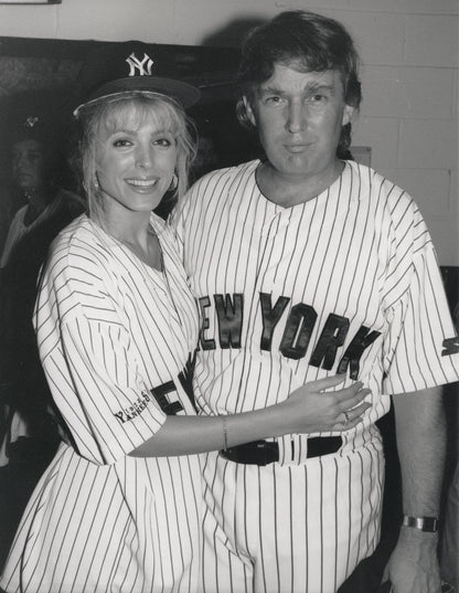 Trump and Fiancée Marla Maples Shine at Historic Celebrity Softball Game at Yankee Stadium